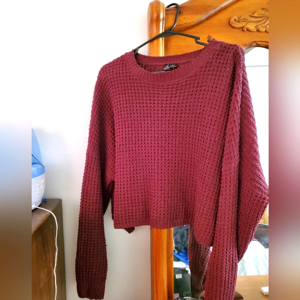 Maroon Cropped Sweater
